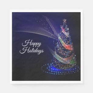 Weihnachts Party farbenfrohe Bäume Navy Blue Rusti Serviette