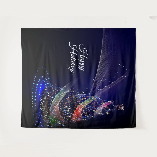 Weihnachts Party farbenfrohe Bäume Navy Blue Rusti Wandteppich (Vorderseite (Horizontal))