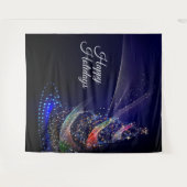 Weihnachts Party farbenfrohe Bäume Navy Blue Rusti Wandteppich (Vorderseite (Horizontal))