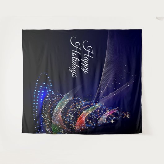 Weihnachts Party farbenfrohe Bäume Navy Blue Rusti Wandteppich (Vorderseite (Horizontal))