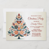 Weihnachts-Party Farbenfrohe Bäume Skandinavien Fo Einladung (Vorderseite)