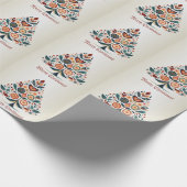 Weihnachts-Party Farbenfrohe Bäume Skandinavien Fo Geschenkpapier (Ecke)