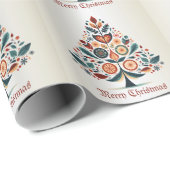 Weihnachts-Party Farbenfrohe Bäume Skandinavien Fo Geschenkpapier (Rolleneckpunkt)