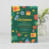 Weihnachts-Party Feierliche Geschenke Einladung (Stehend Vorderseite)