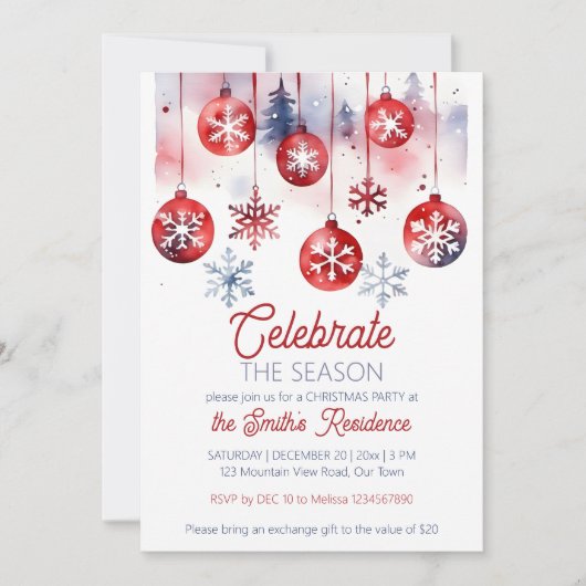 Weihnachts-Party feiert die Saison Einladung (Vorderseite)
