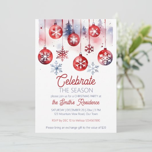 Weihnachts-Party feiert die Saison Einladung (Stehend Vorderseite)