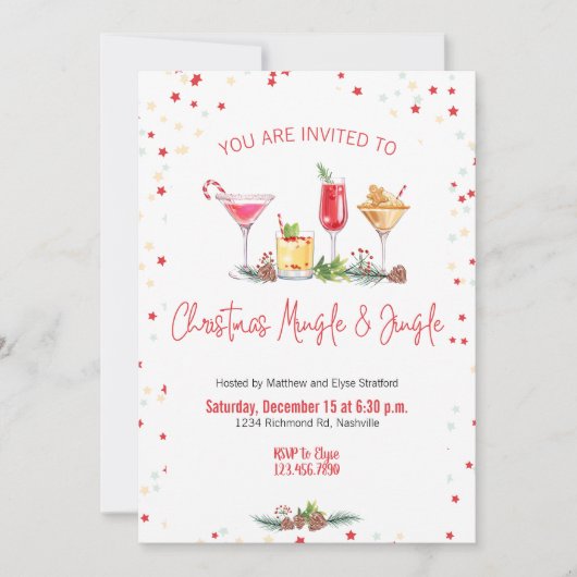 Weihnachts-Party Feiertag Cocktail Weihnachtsarbei Einladung (Vorderseite)