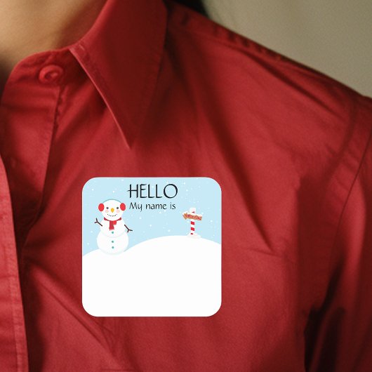 Weihnachts-Party Feiertagname Tag Snow Man Quadratischer Aufkleber