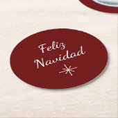 Weihnachts-Party Feliz Navidad Snowflake Simple Re Runder Pappuntersetzer (Angewinkelt)