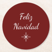 Weihnachts-Party Feliz Navidad Snowflake Simple Re Runder Pappuntersetzer (Vorderseite)
