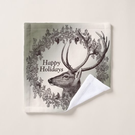 Weihnachts-Party Florentiner Rentier Golden Winter Badhandtuch Set (Waschlappen)