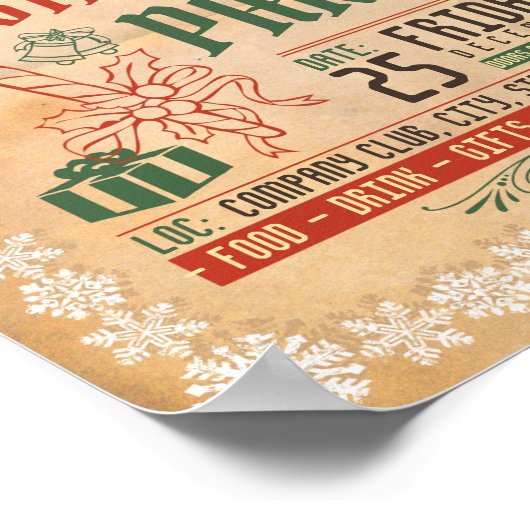 Weihnachts-Party-Flyer Poster (Ecke)
