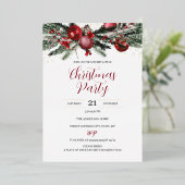 Weihnachts-Party Foliage Red Gold Folieneinladung (Stehend vorne)