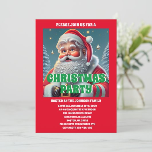 Weihnachts-Party-Foto Einladung (Stehend Vorderseite)