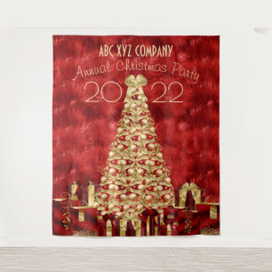 Weihnachts-Party-Foto für Unternehmen - Hintergrun Wandteppich