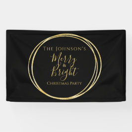 Weihnachts-Party froh und hell Schwarz Gold Banner