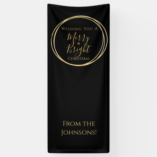 Weihnachts-Party froh und hell Schwarz Gold Banner (Vertikal)