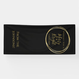Weihnachts-Party froh und hell Schwarz Gold Banner