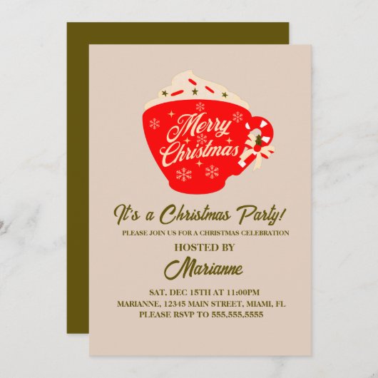Weihnachts-Party Frohe Weihnachts-Tasse Einladung (Vorne/Hinten)