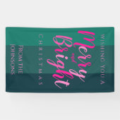 Weihnachts-Party fröhlich und hell Rosa und Grün Banner (Horizontal)
