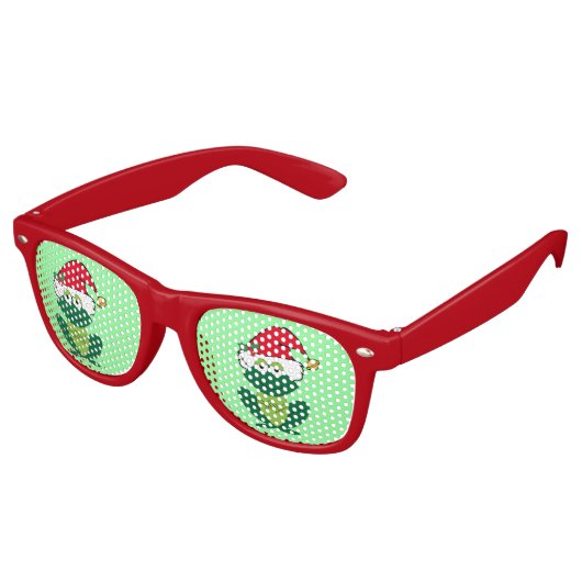 Weihnachts-Party Frosch Santa Green Red Sonnenbrille (Schrägansicht)
