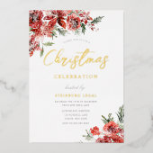 Weihnachts-Party Gala Gold Folieneinladung (Vorderseite)