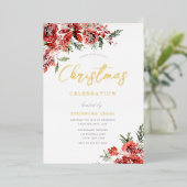 Weihnachts-Party Gala Gold Folieneinladung (Stehend vorne)