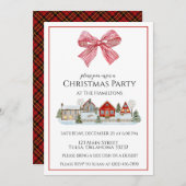 Weihnachts-Party Gemütliche Hütte & Bow Einladung (Vorne/Hinten)