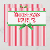 Weihnachts-Party gestreifte klassische Square-Ribb Einladung (Vorne/Hinten)
