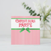 Weihnachts-Party gestreifte klassische Square-Ribb Einladung (Stehend Vorderseite)
