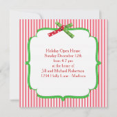 Weihnachts-Party gestreifte klassische Square-Ribb Einladung (Rückseite)