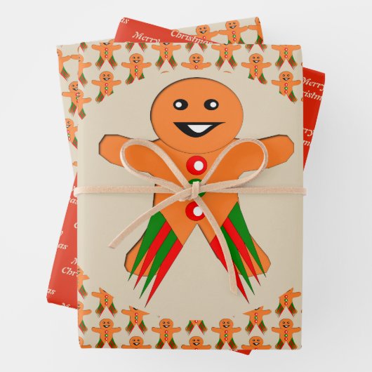 Weihnachts-Party Gingerbread Man Custom Geschenkpapier Set (Beispiel)