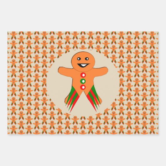 Weihnachts-Party Gingerbread Man Custom Geschenkpapier Set (Vorderseite)