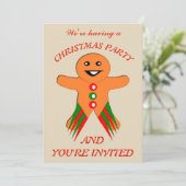 Weihnachts-Party Gingerbread Man Custom lädt ein Einladung (Stehend Vorderseite)