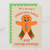 Weihnachts-Party Gingerbread Man Custom lädt ein Einladung (Vorne/Hinten)