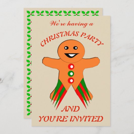 Weihnachts-Party Gingerbread Man Custom lädt ein Einladung (Vorne/Hinten)