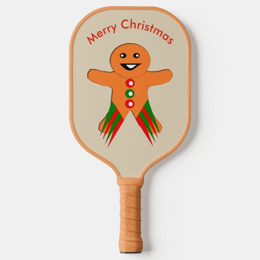 Weihnachts-Party Gingerbread Man Custom Message Pickleball Schläger (Vorderseite)