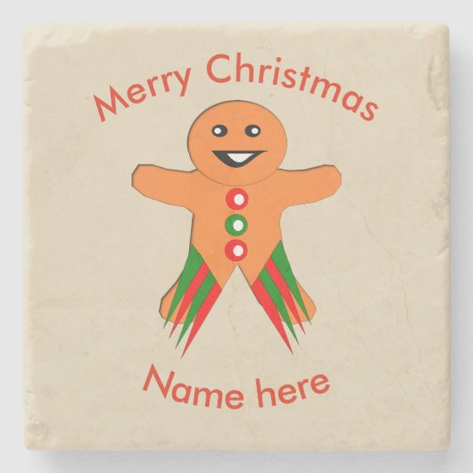 Weihnachts-Party Gingerbread Mann Stone Untersetze Steinuntersetzer (Vorderseite)