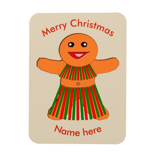 Weihnachts-Party Gingerbrot Frau Custom Magnet (Vertikal)