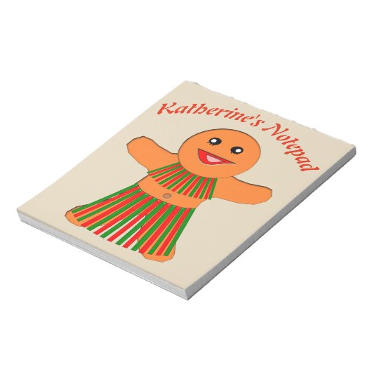 Weihnachts-Party Gingerbrot Frau Custom Notepad Notizblock (Rotiert)