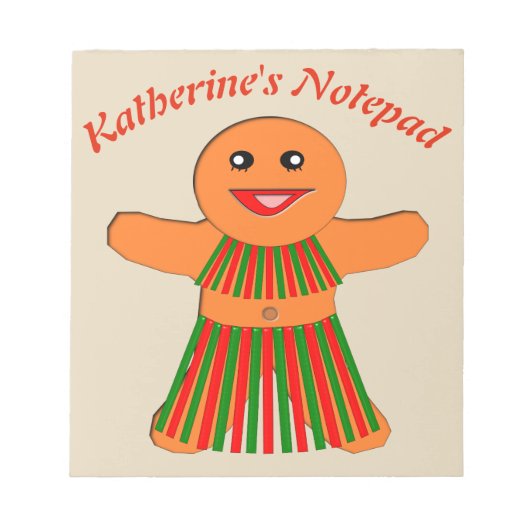 Weihnachts-Party Gingerbrot Frau Custom Notepad Notizblock (Vorderseite)