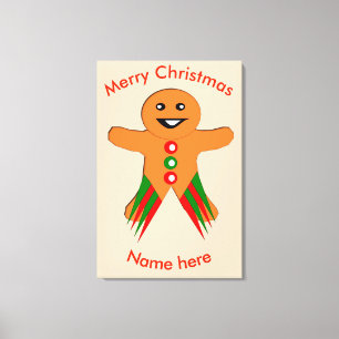 Weihnachts-Party Gingerbrot Man Custom Print Leinwanddruck