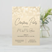 Weihnachts-Party Glam Gold Lights Sparkone Einladung (Stehend Vorderseite)