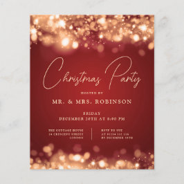Weihnachts Party Glam Gold Red Lights Flyer