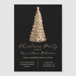Weihnachts-Party Glam Goldene Tree Sparkle Einladu Magnetkarte