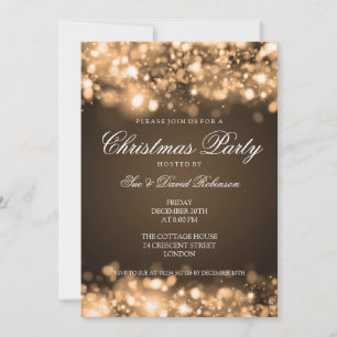 Weihnachts-Party glühende Lichter Gold Einladung