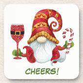 Weihnachts-Party Gnome Cheers Getränkeuntersetzer (Vorderseite)