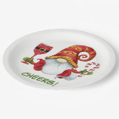 Weihnachts-Party Gnome Cheers Pappteller (Schrägansicht)
