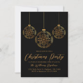 Weihnachts-Party Gold Black Holiday Bulle Einladung (Vorderseite)