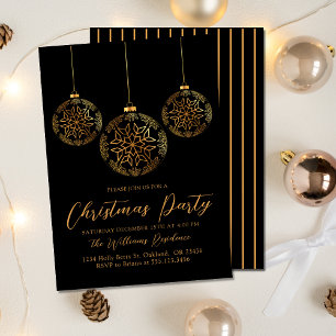 Weihnachts-Party Gold Black Holiday Bulle Einladung